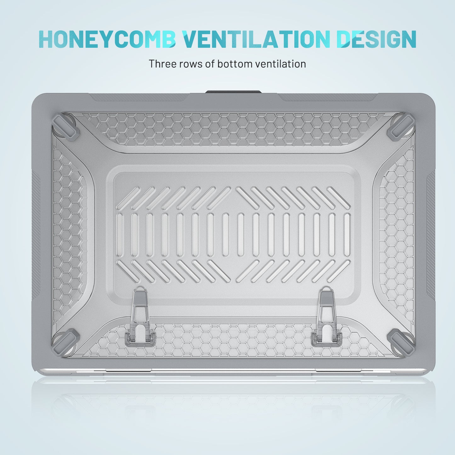 For Macbook Air 15 inch (2023) M2 A2941 Anti-slip Laptop Case Honeycomb Heat Dissipation Kickstand PC+TPU Cover - Grey