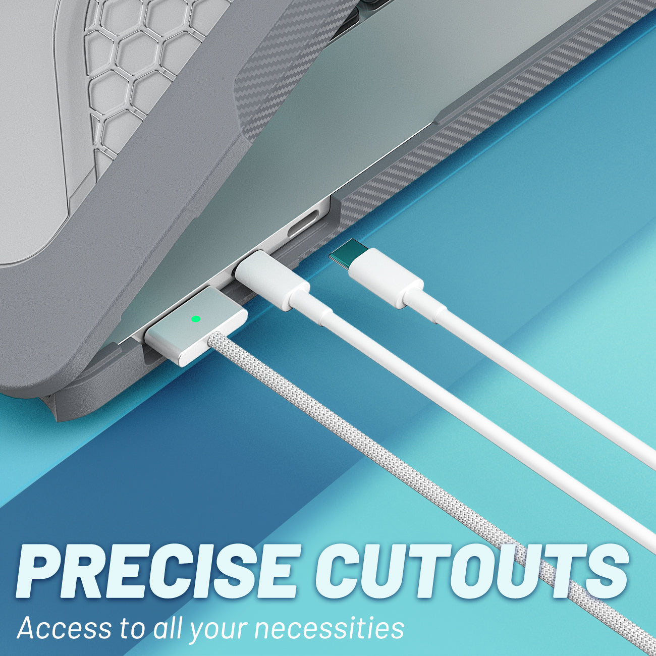 For Macbook Air 15 inch (2023) M2 A2941 Anti-slip Laptop Case Honeycomb Heat Dissipation Kickstand PC+TPU Cover - Grey