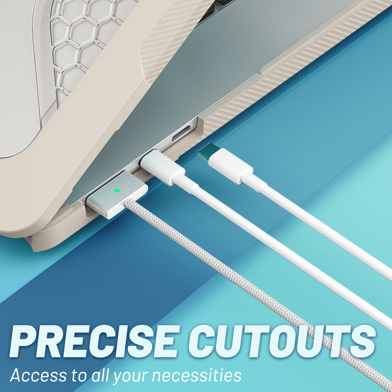 For Macbook Air 15 inch (2023) M2 A2941 Anti-slip Laptop Case Honeycomb Heat Dissipation Kickstand PC+TPU Cover - Apricot