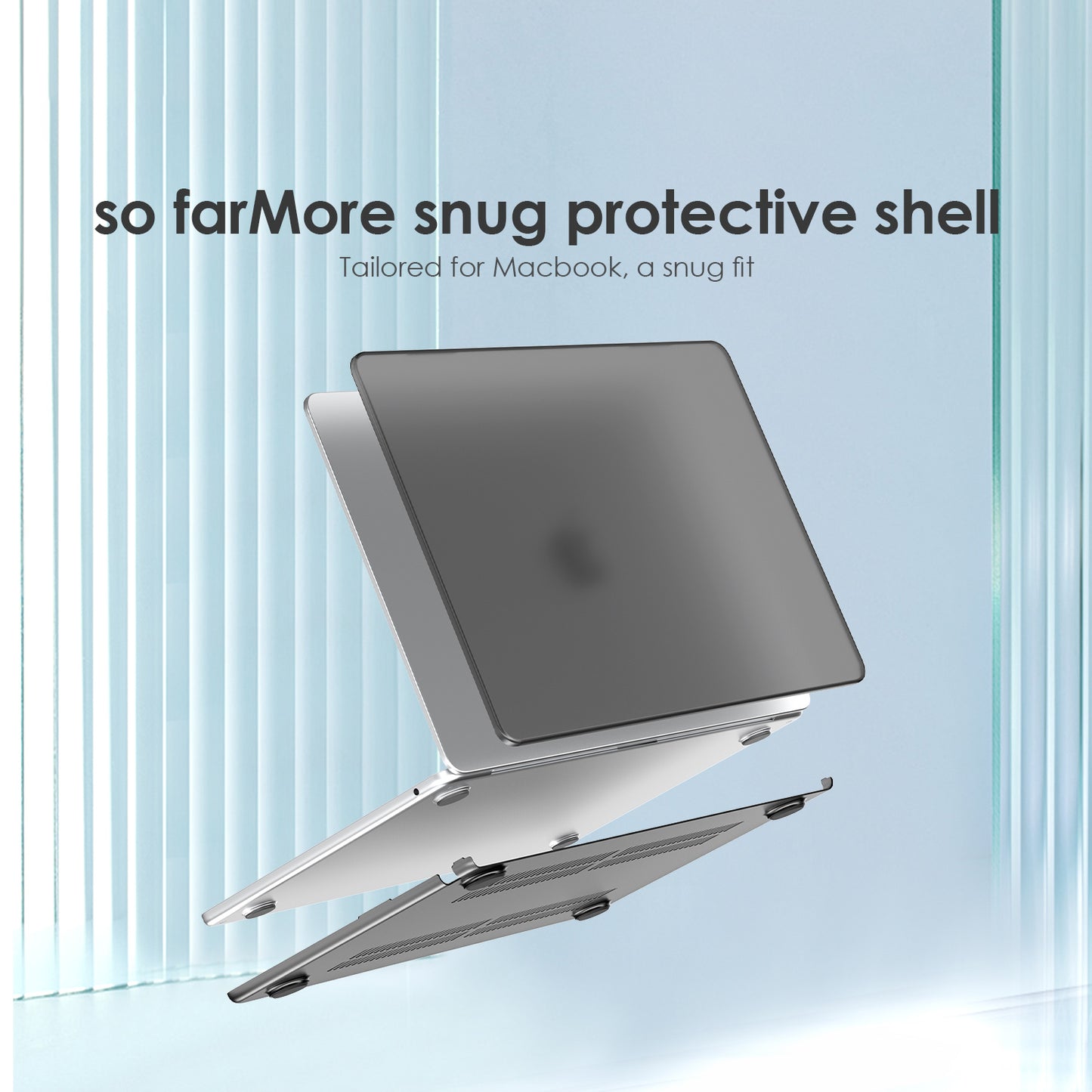 Uniqkart Matte Hard PC Case for Macbook Air 15 inch (2023) A2941 Lightweight Shockproof Laptop Cover - Transparent Black