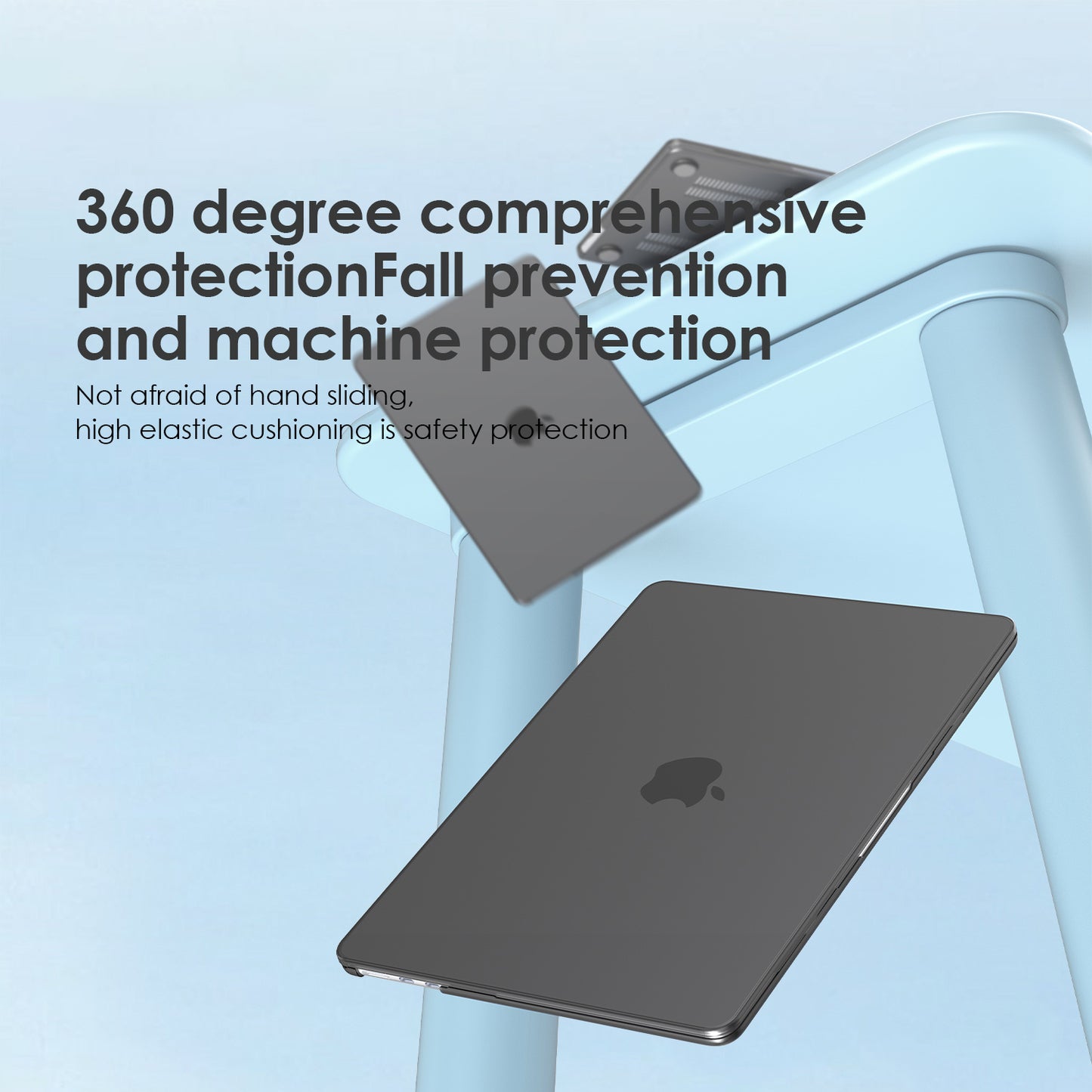 Uniqkart Matte Hard PC Case for Macbook Air 15 inch (2023) A2941 Lightweight Shockproof Laptop Cover - Transparent Black