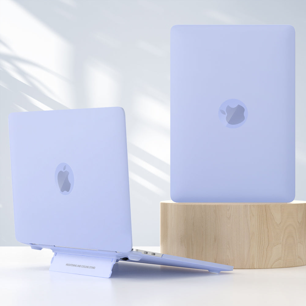 Matte Hard PC Case for Macbook Air 15 inch (2023) A2941 Lightweight Shockproof Laptop Cover with Kickstand - Purple