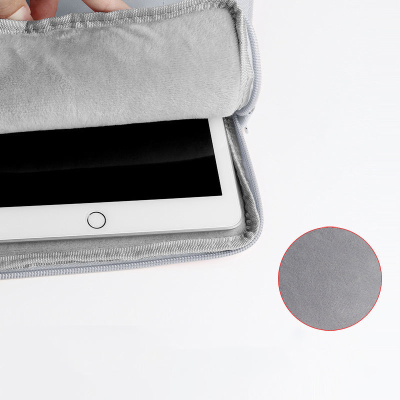 Laptop Protective Sleeve PU Leather + Cloth Tablet Carrying Bag with Hand Strap - Light Grey