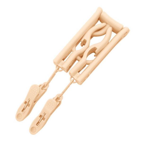 2 Pieces Outdoor Camping Folding Plastic Clothing Coat Hanger Travel Beige