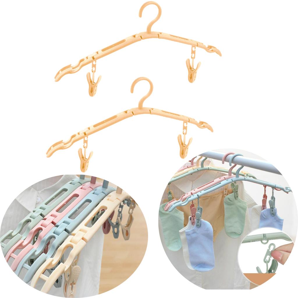 2 Pieces Outdoor Camping Folding Plastic Clothing Coat Hanger Travel Beige