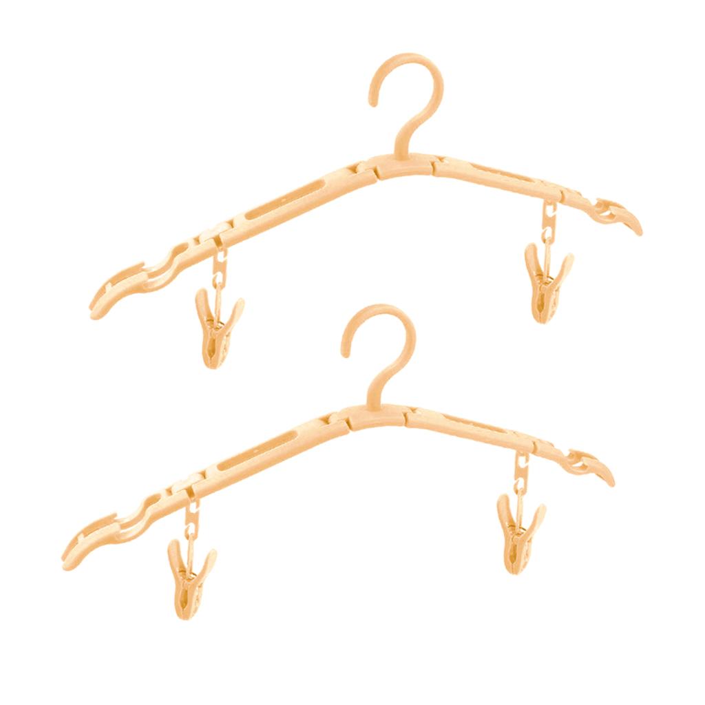 2 Pieces Outdoor Camping Folding Plastic Clothing Coat Hanger Travel Beige