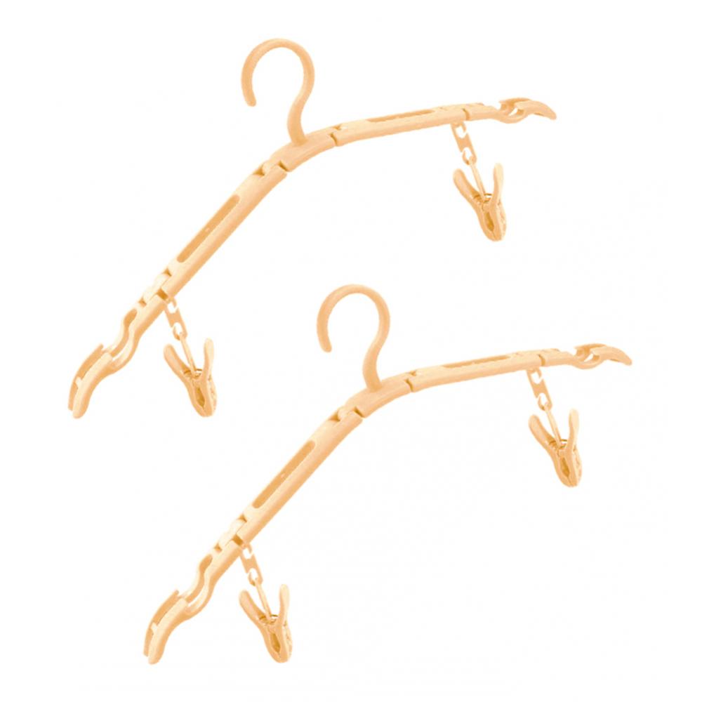 2 Pieces Outdoor Camping Folding Plastic Clothing Coat Hanger Travel Beige