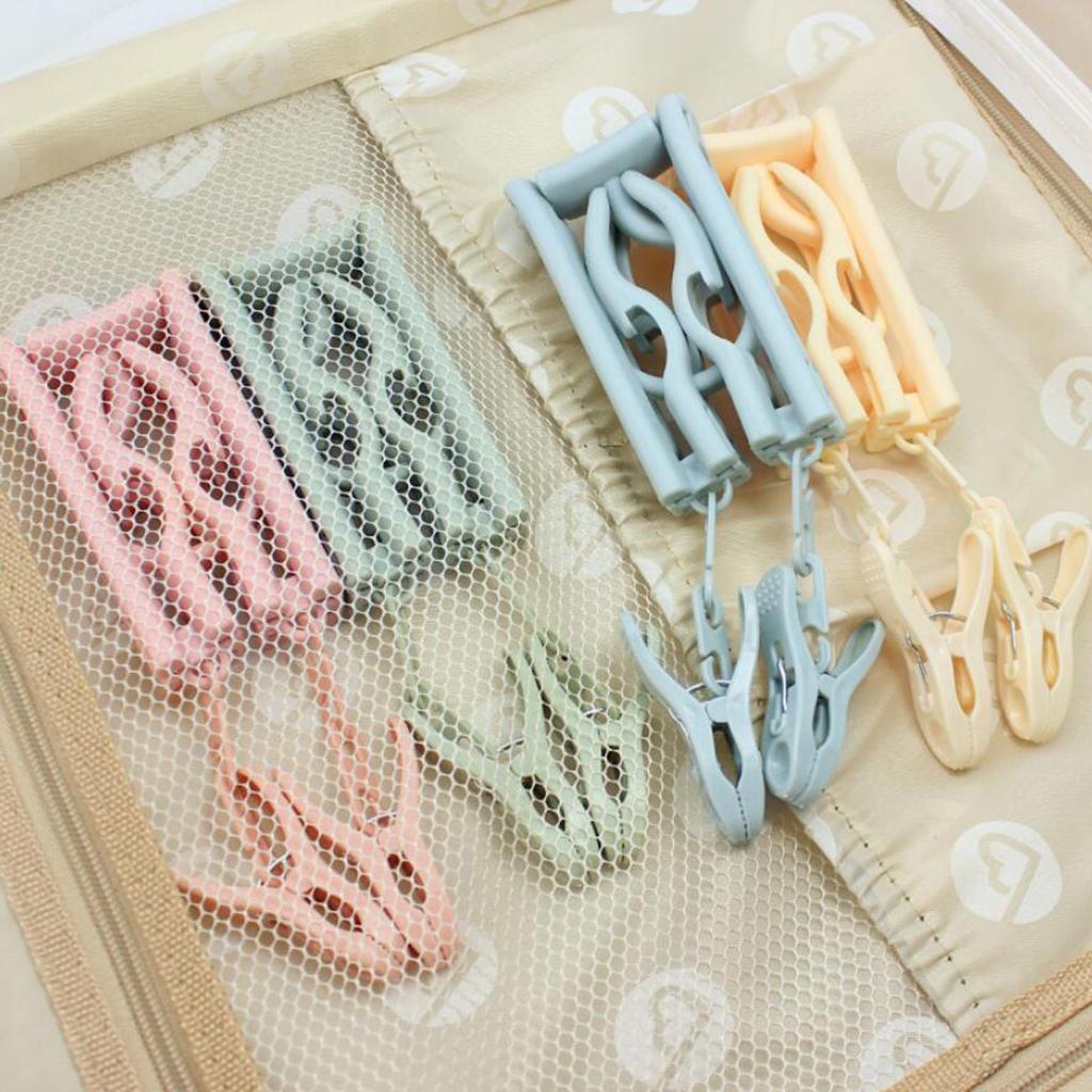 2 Pieces Outdoor Camping Folding Plastic Clothing Coat Hanger Travel Beige