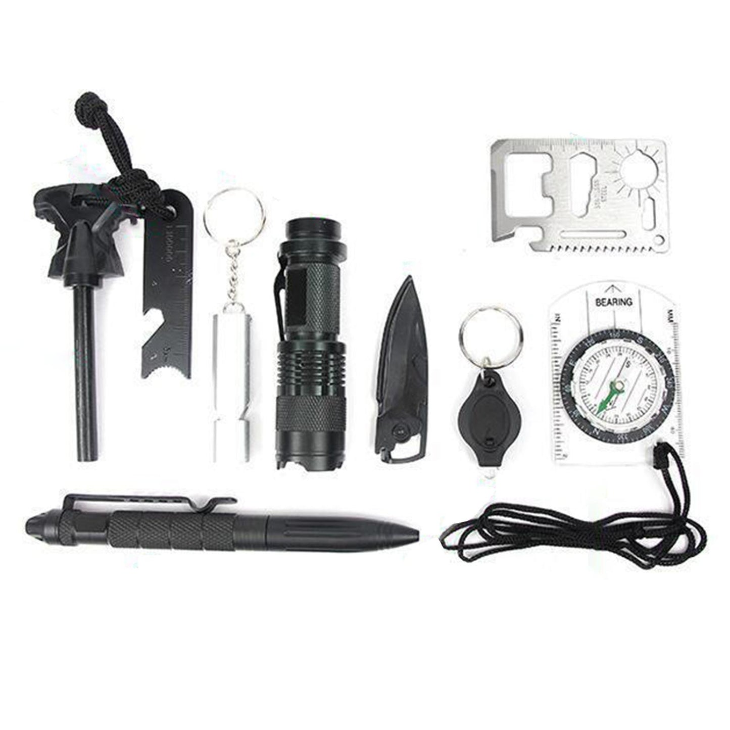10pcs/set Outdoor Emergency Survival Gear Kit Hiking Military SOS Earthquake