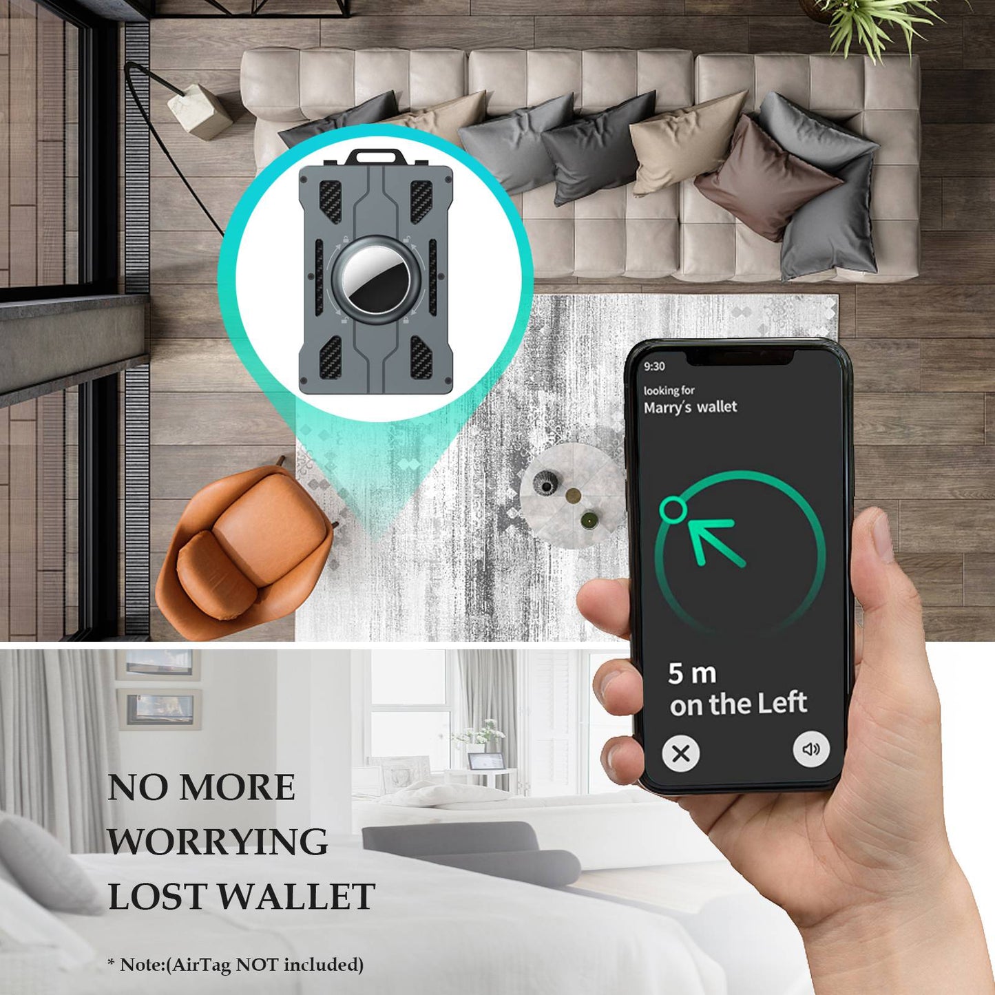 KB002 Multifunction Metal Card Holder for Apple AirTag, Clip-on Design Card Protection Case Card Carrying Pouch - Grey