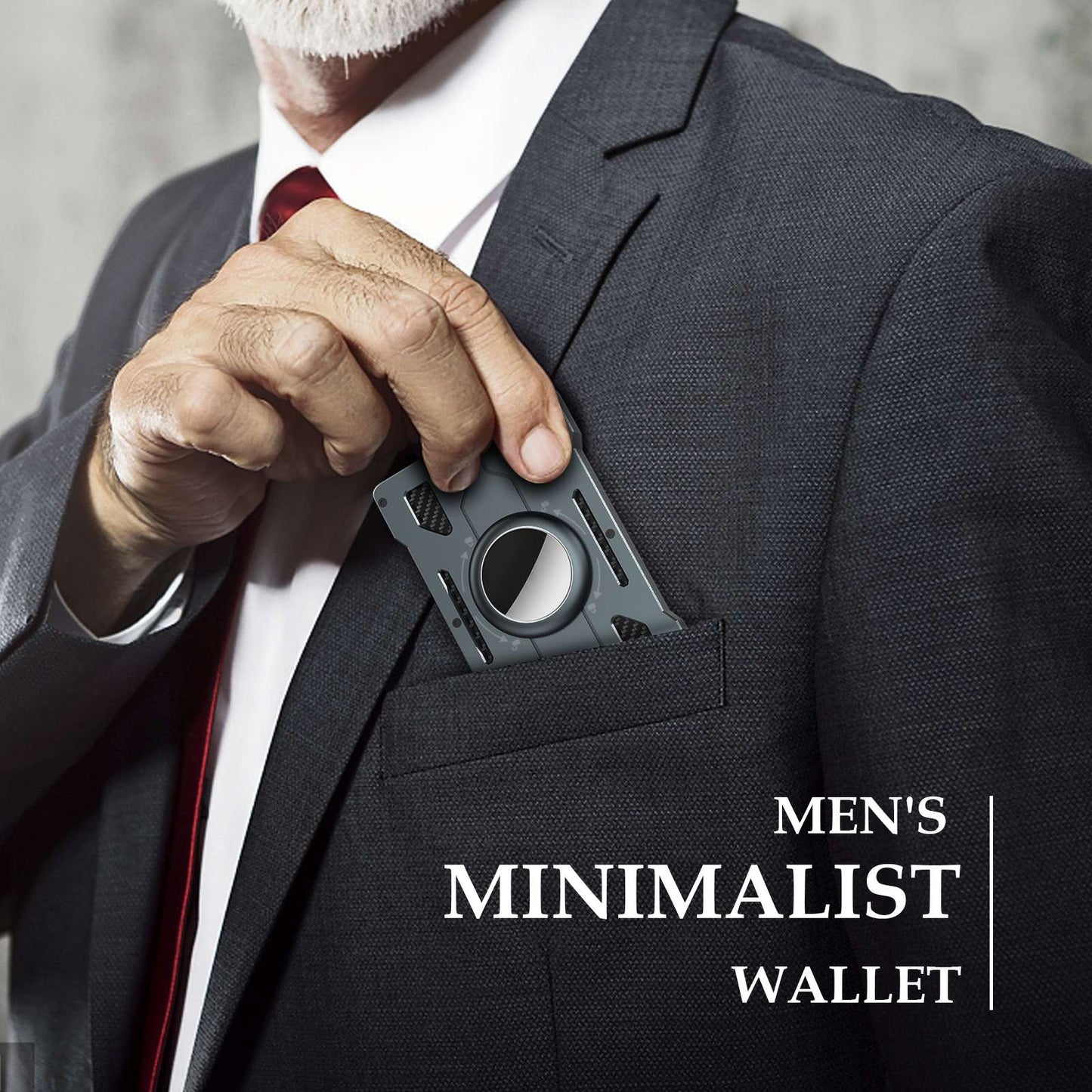 KB002 Multifunction Metal Card Holder for Apple AirTag, Clip-on Design Card Protection Case Card Carrying Pouch - Grey