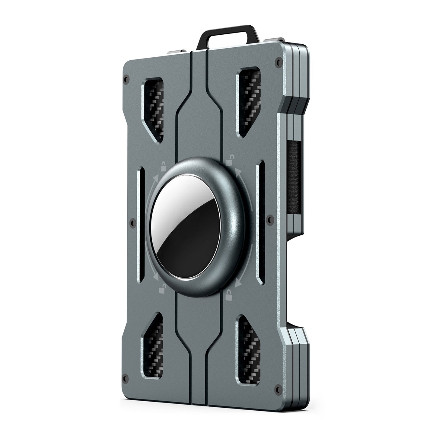 KB002 Multifunction Metal Card Holder for Apple AirTag, Clip-on Design Card Protection Case Card Carrying Pouch - Grey