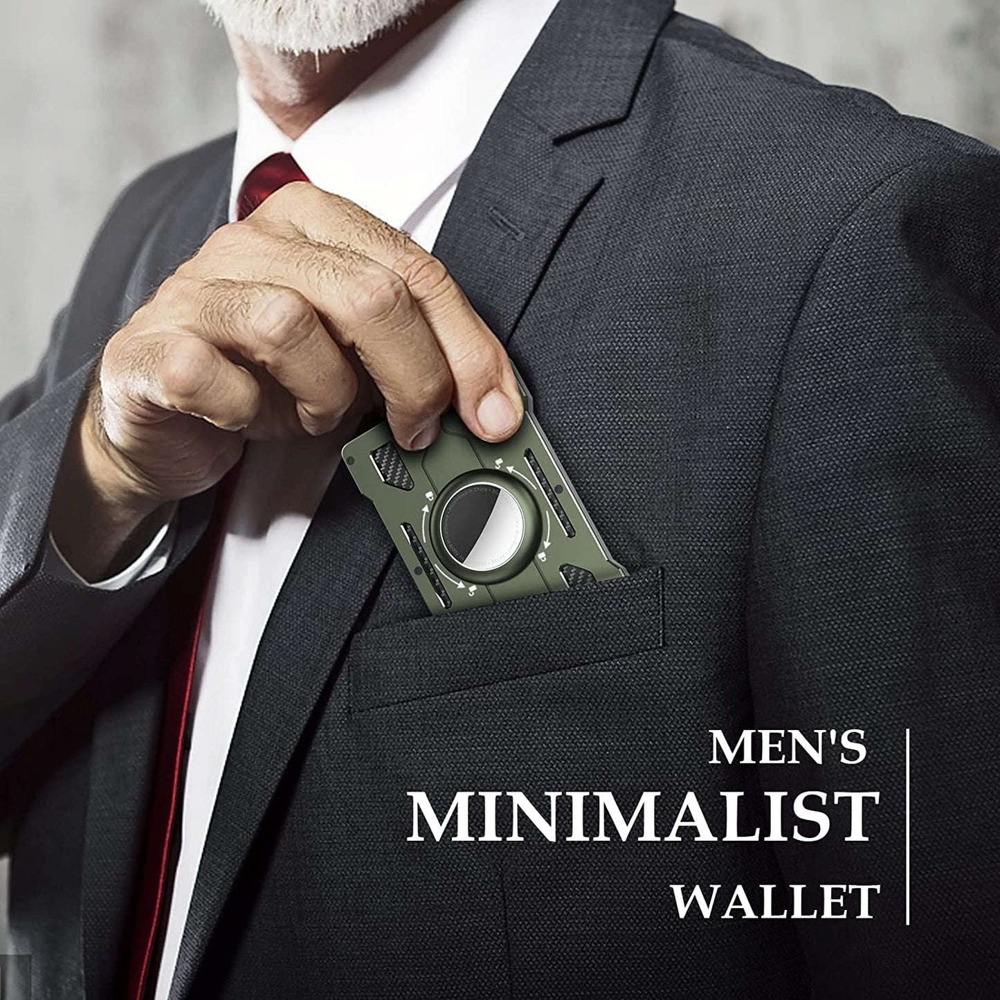 KB002 Multifunction Metal Card Holder for Apple AirTag, Clip-on Design Card Protection Case Card Carrying Pouch - Army Green