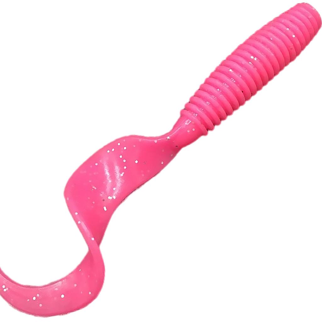 10Pc Luminous Plastic Grub Soft Worm Fishing Lure Micro Jig Head Tool Pink