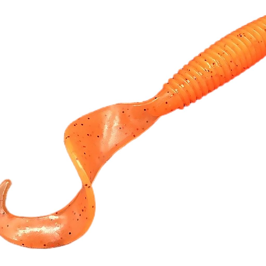 10Pc Luminous Plastic Grub Soft Worm Fishing Lure Micro Jig Head Tool Orange