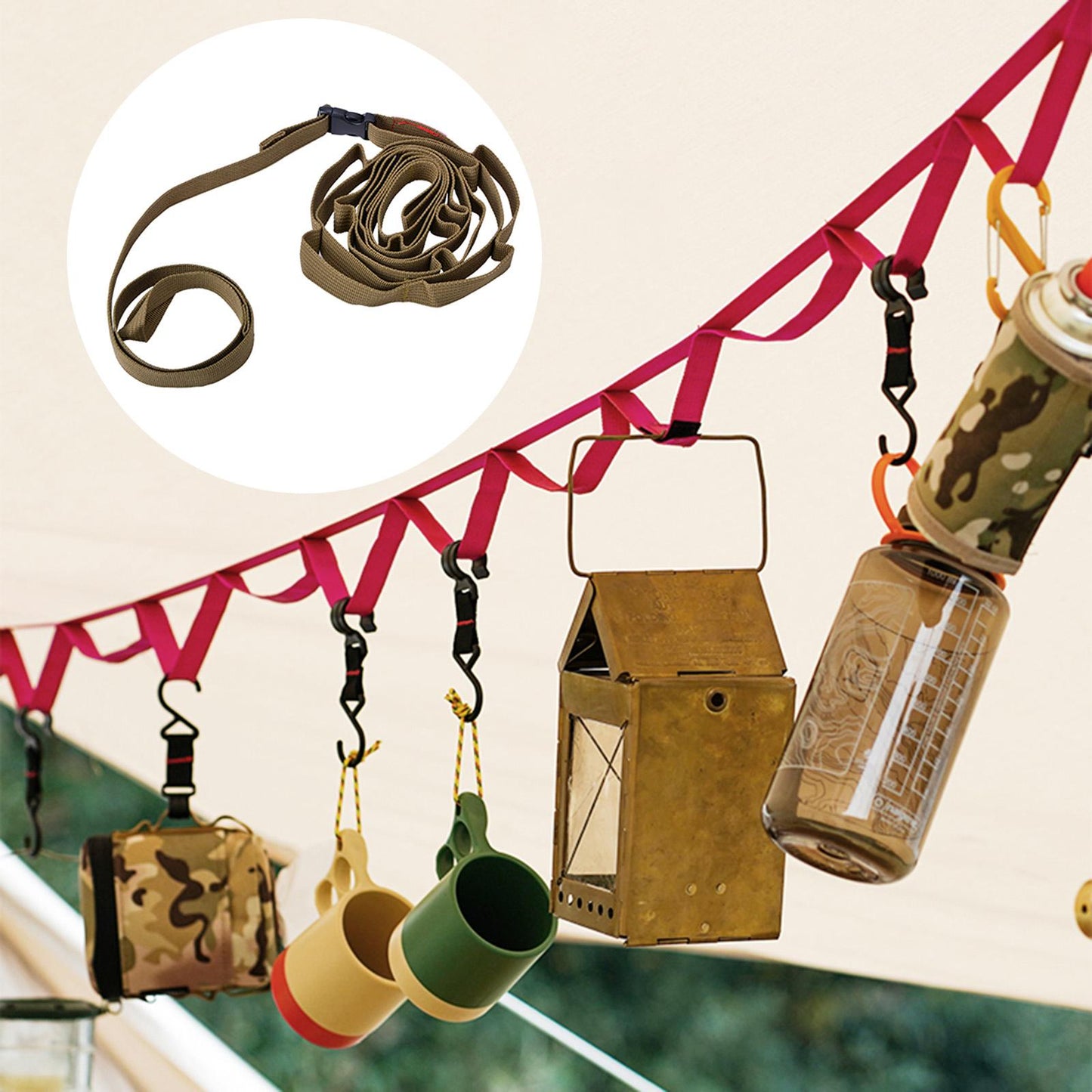 1.8 Meters Camping Hanging Rope Parachute Cord for Climbing Hiking  green