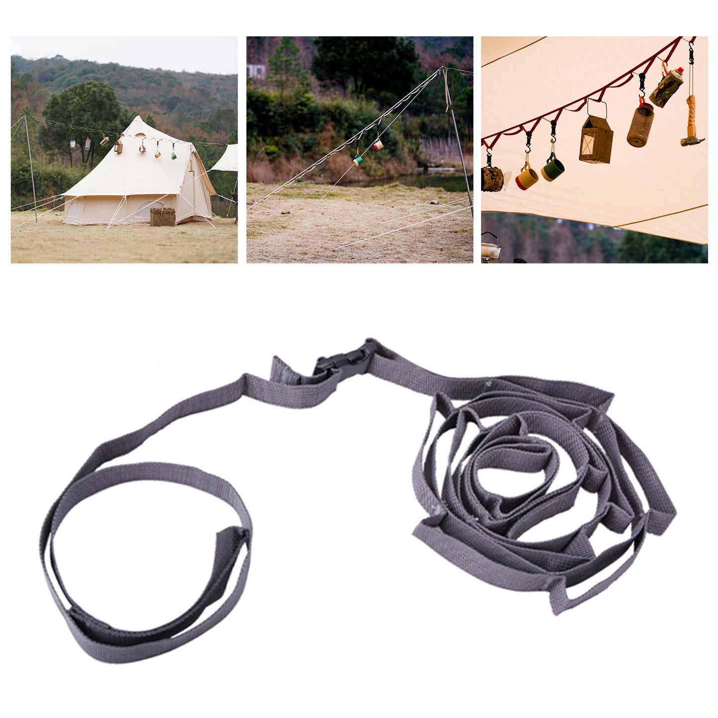 1.8 Meters Camping Hanging Rope Parachute Cord for Climbing Hiking  grey