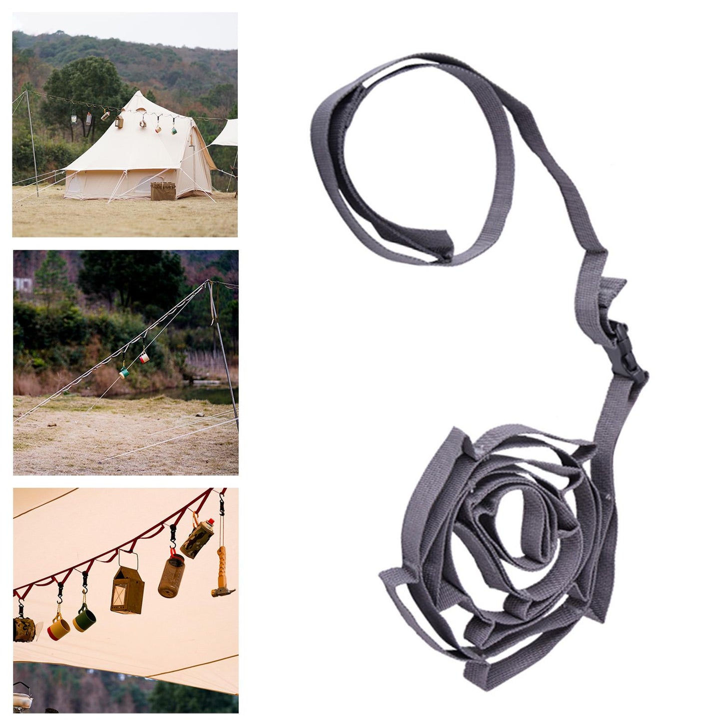 1.8 Meters Camping Hanging Rope Parachute Cord for Climbing Hiking  grey