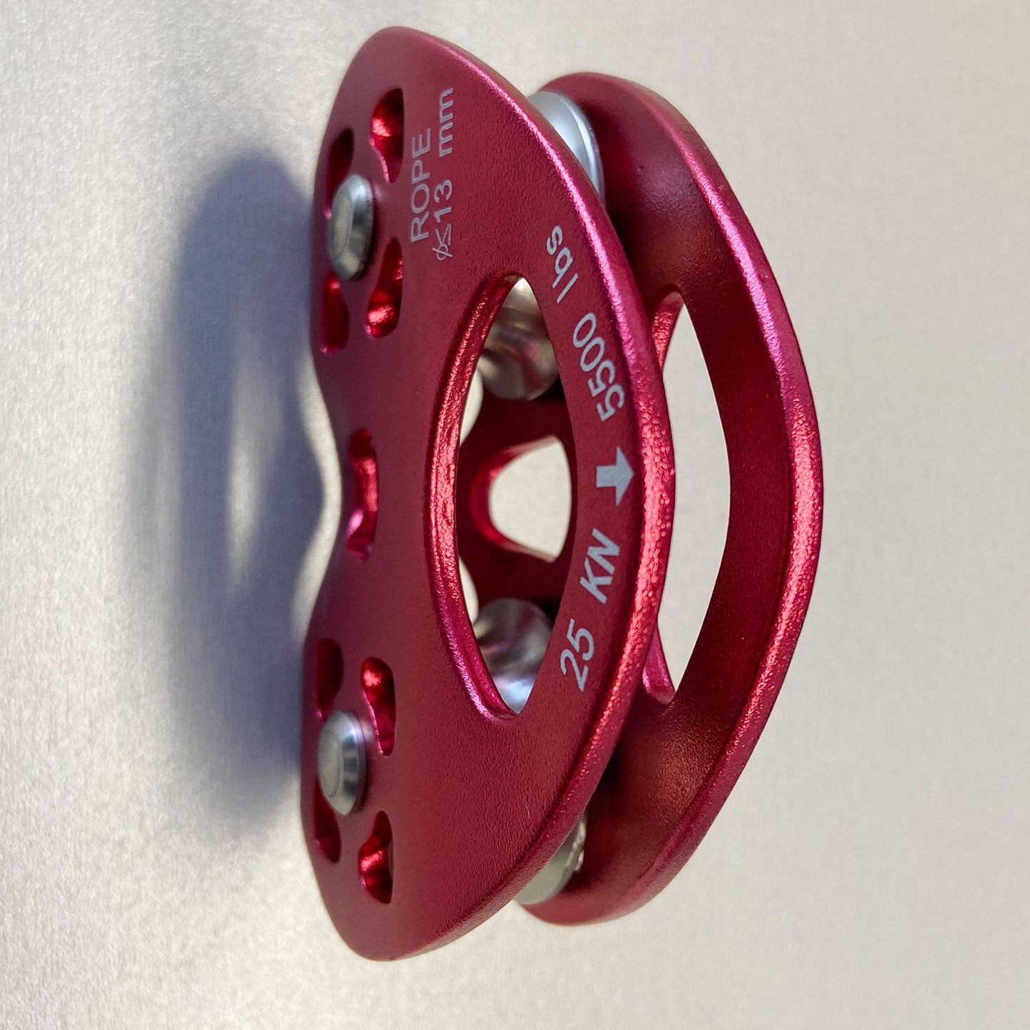 25KN Climbing Double Pulley Trolley Aluminum Alloy Arborist Rock Climbing Red