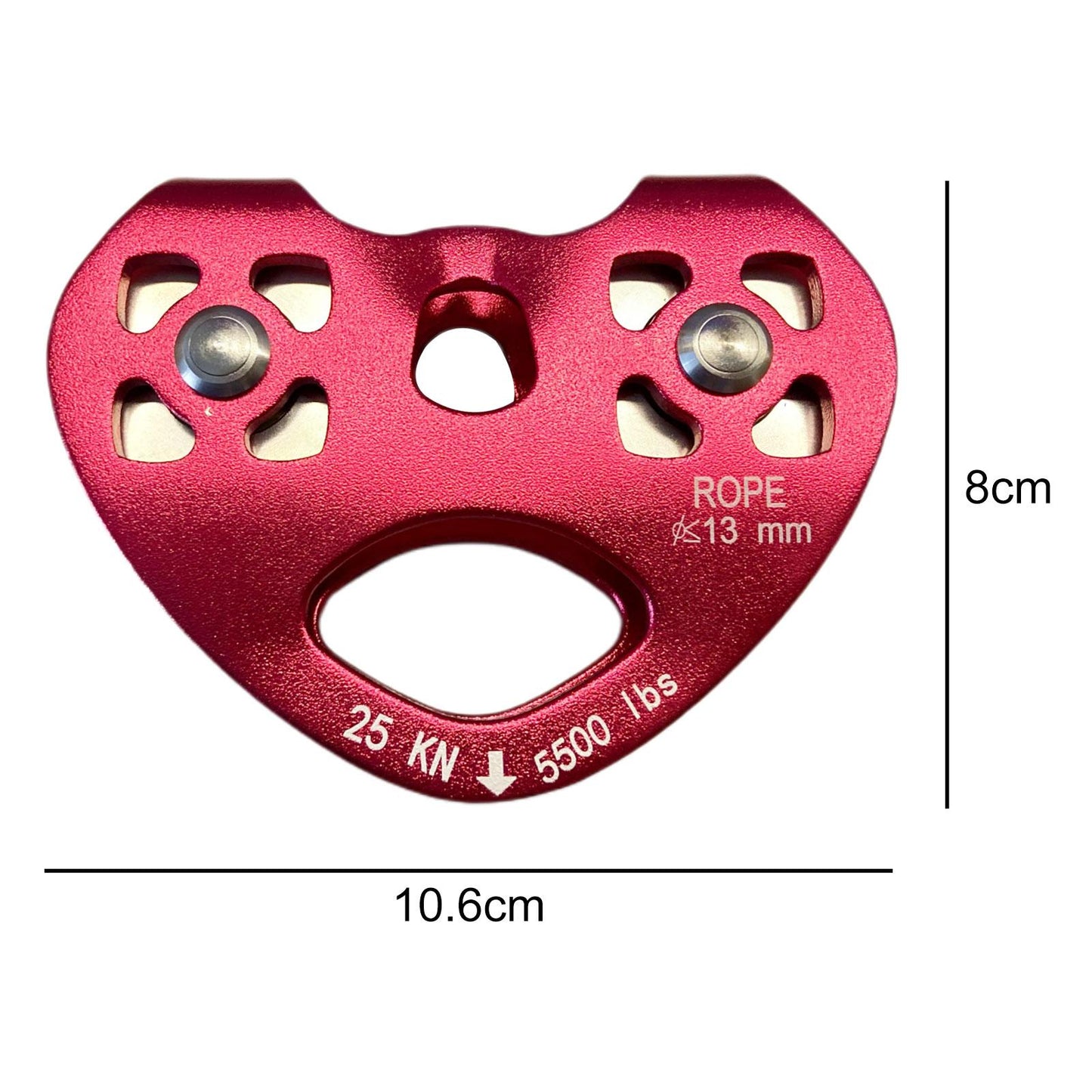 25KN Climbing Double Pulley Trolley Aluminum Alloy Arborist Rock Climbing Red