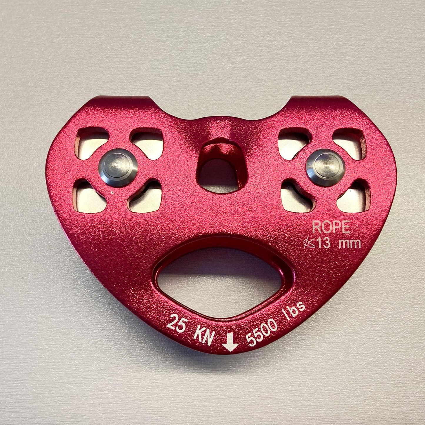 25KN Climbing Double Pulley Trolley Aluminum Alloy Arborist Rock Climbing Red