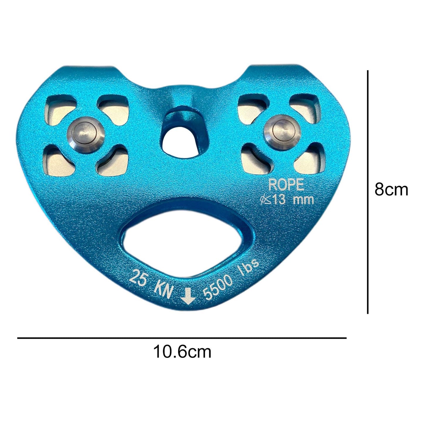 25KN Climbing Double Pulley Trolley Aluminum Alloy Arborist Rock Climbing Sky Blue