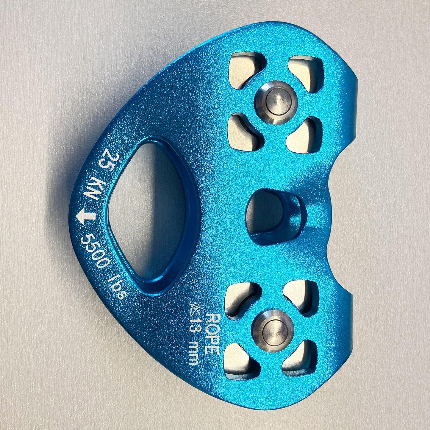 25KN Climbing Double Pulley Trolley Aluminum Alloy Arborist Rock Climbing Sky Blue