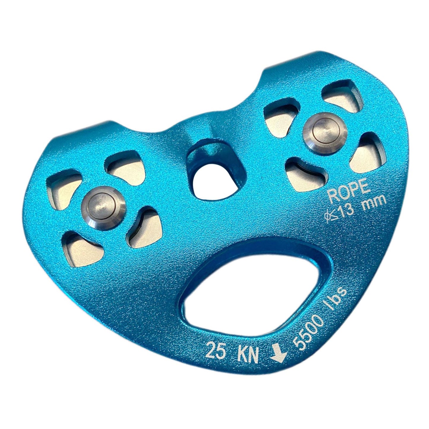 25KN Climbing Double Pulley Trolley Aluminum Alloy Arborist Rock Climbing Sky Blue
