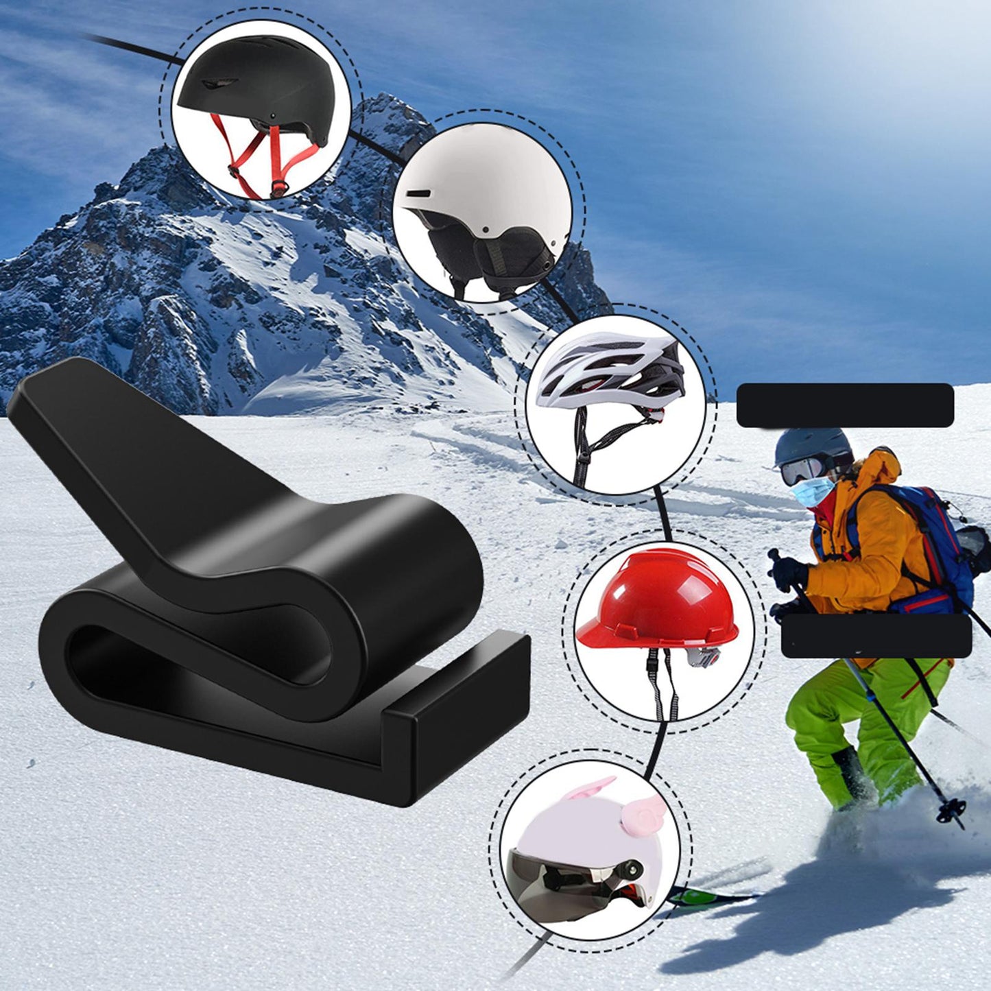 2Pcs Ski Helmet Mask Holder Masque Bracket Clip for Snow Sports  25x11.7x16.7mm