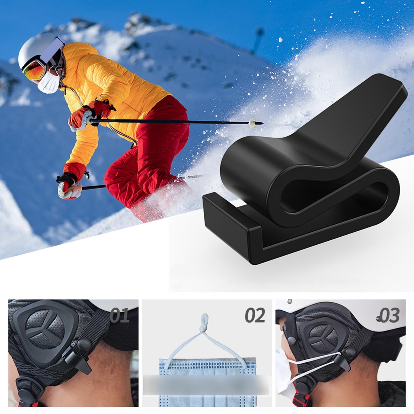 2Pcs Ski Helmet Mask Holder Masque Bracket Clip for Snow Sports  25x11.7x16.7mm