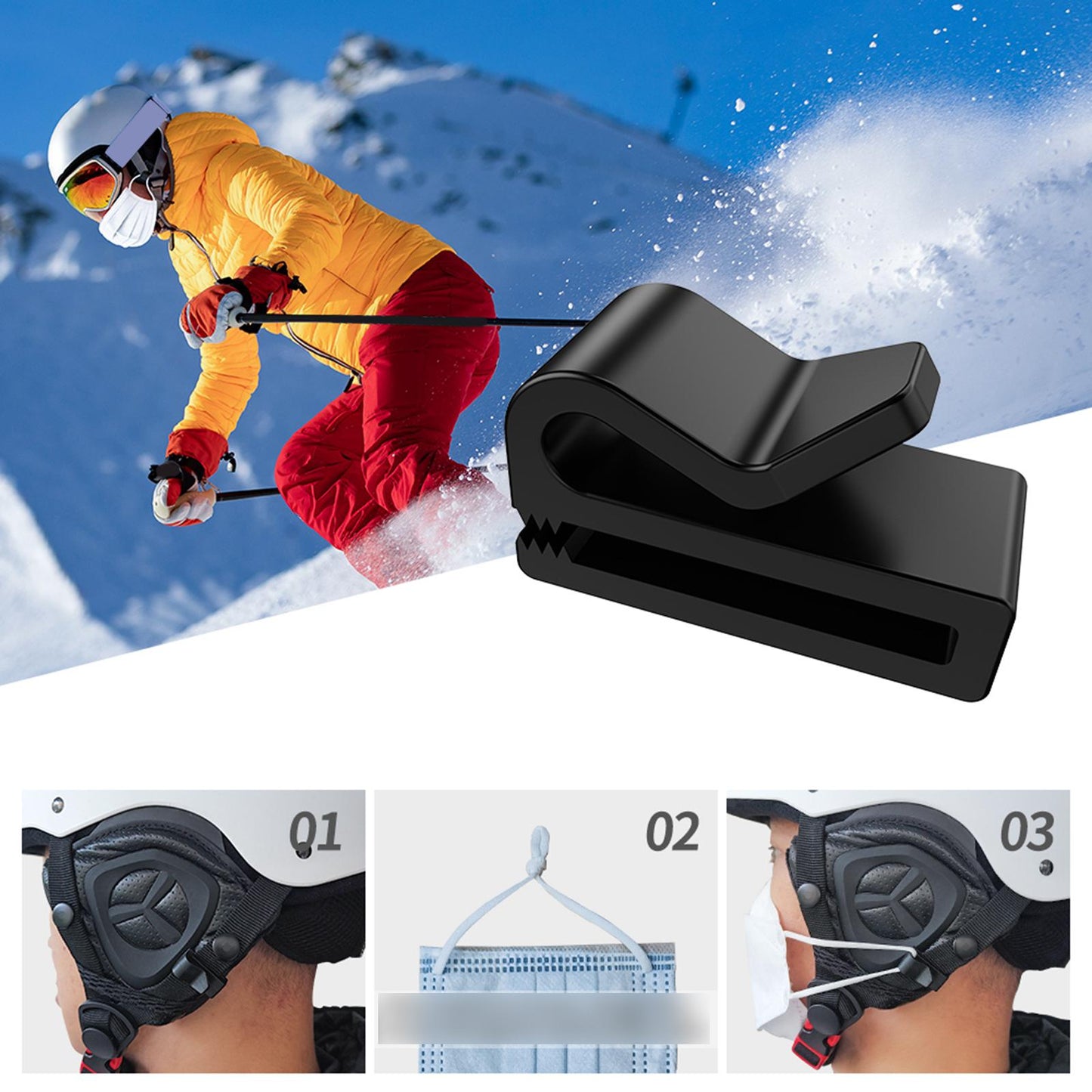 2Pcs Ski Helmet Mask Holder Masque Bracket Clip for Snow Sports  23x10x13.5mm