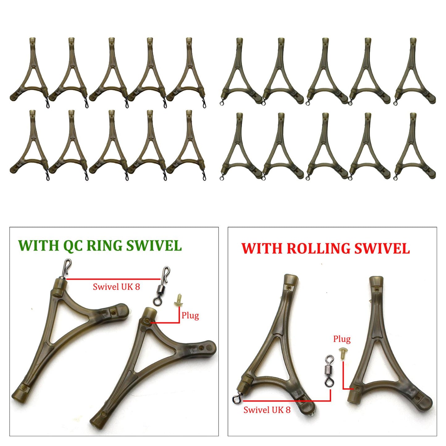 10pcs Carp Fishing Accessories Anti Tangles System With QC swivel