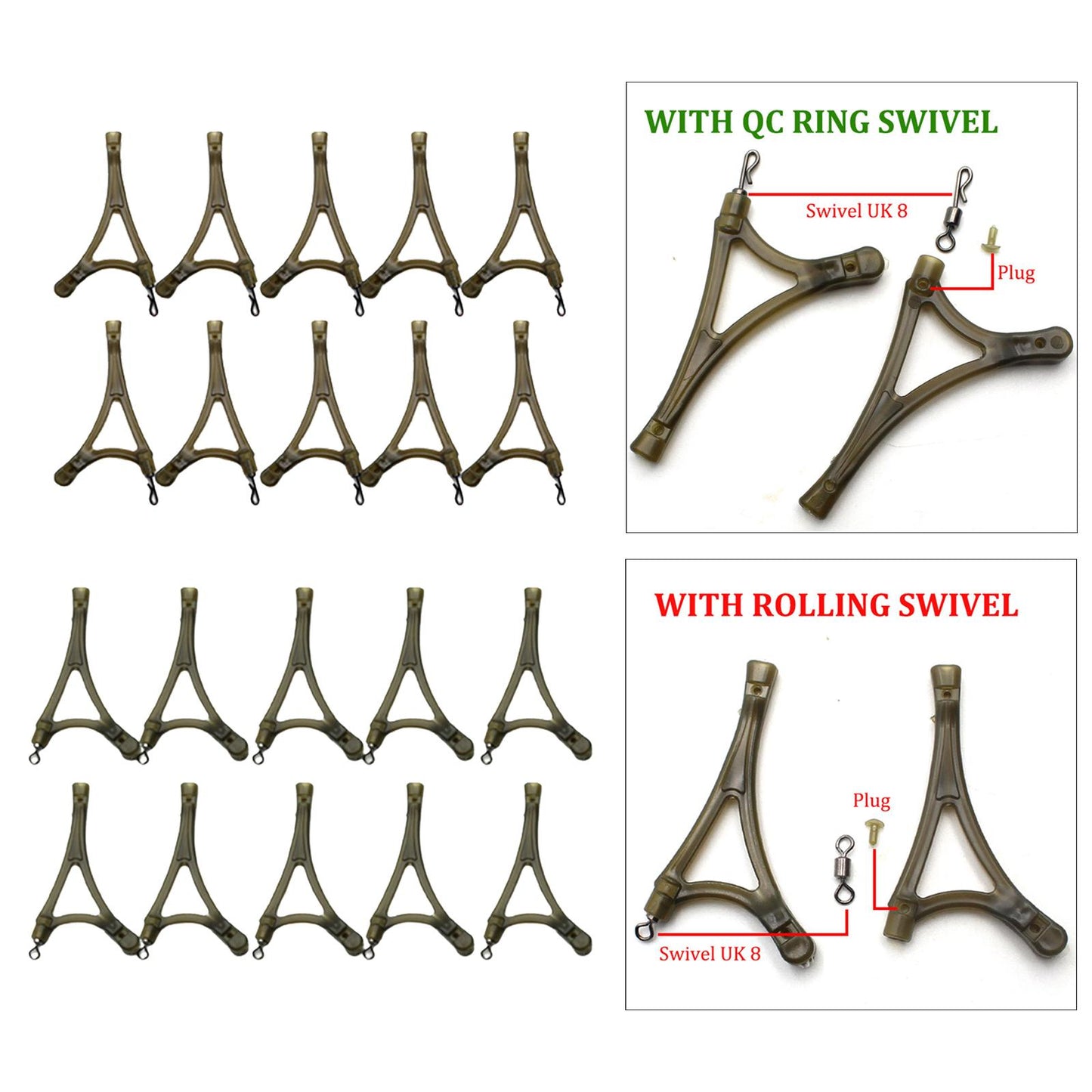 10pcs Carp Fishing Accessories Anti Tangles System With QC swivel