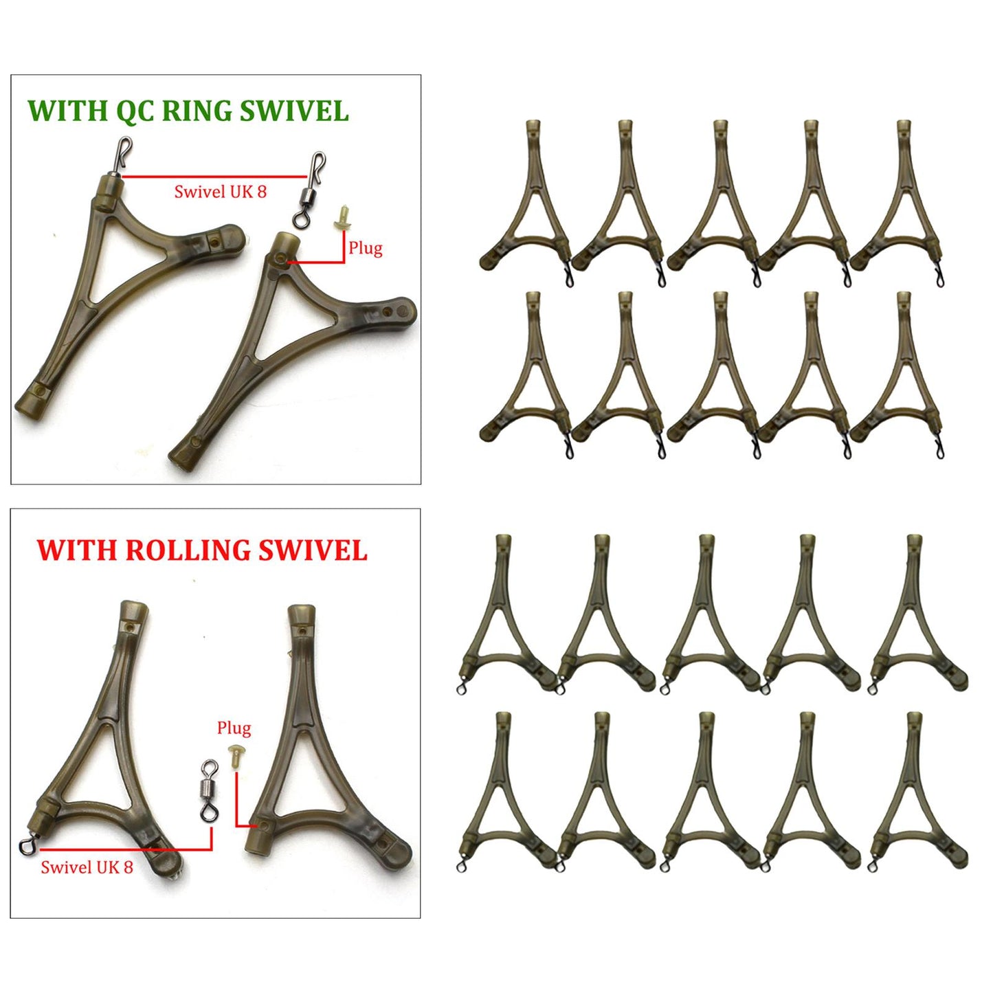 10pcs Carp Fishing Accessories Anti Tangles System With QC swivel