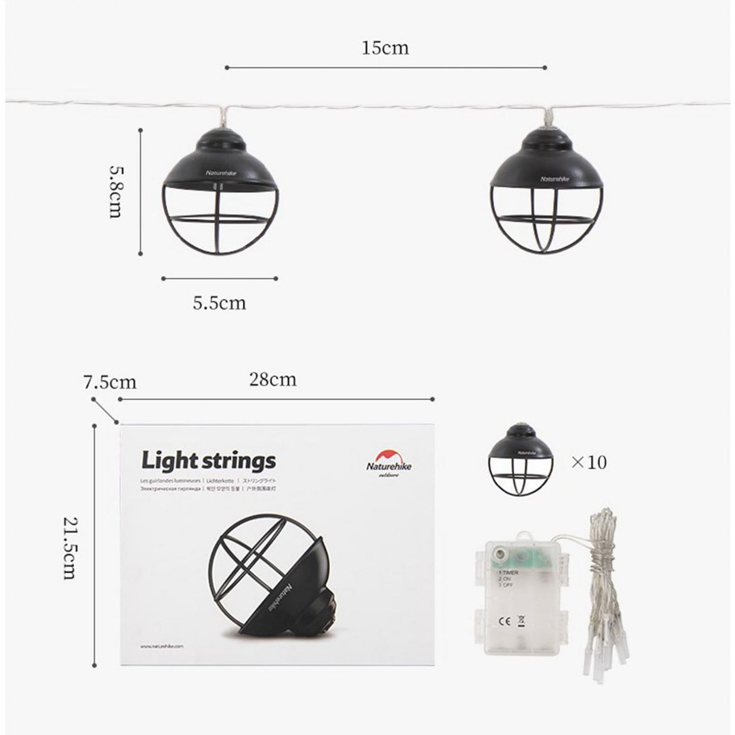 10 LED String Lights Outdoor Camping Battery Lights Room Decor Garden Hike