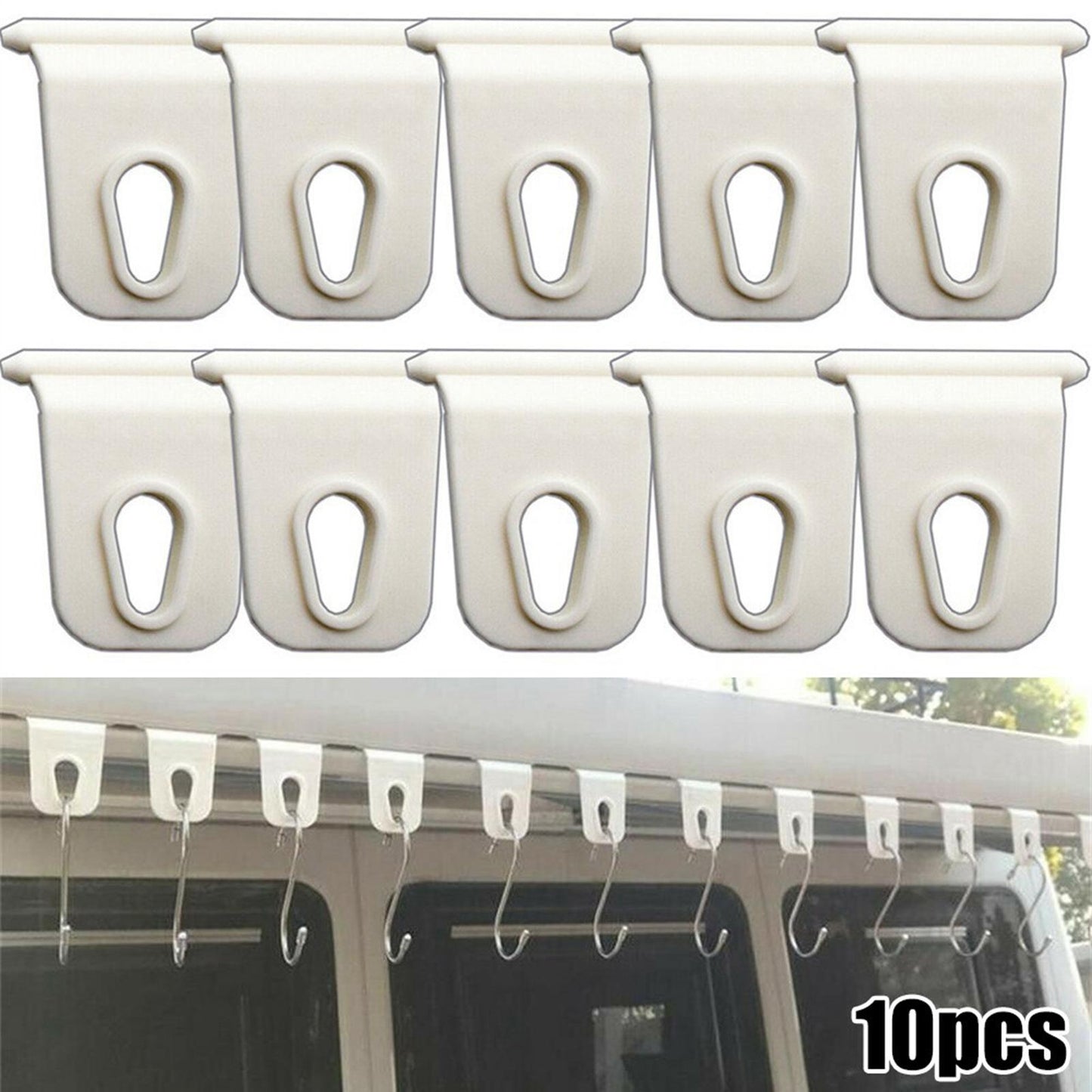 10 Pieces RV Awning Hooks Slide Channels Storage Hangers Hooks for Camping