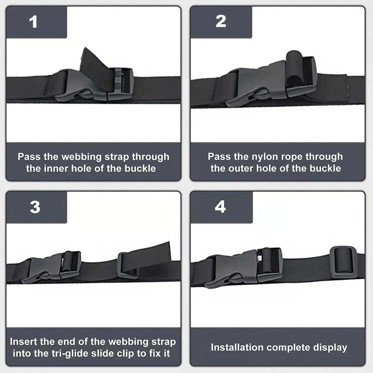 10 Yards Nylon Webbing Strap Side Release Buckle Tri Glide Slide Clips