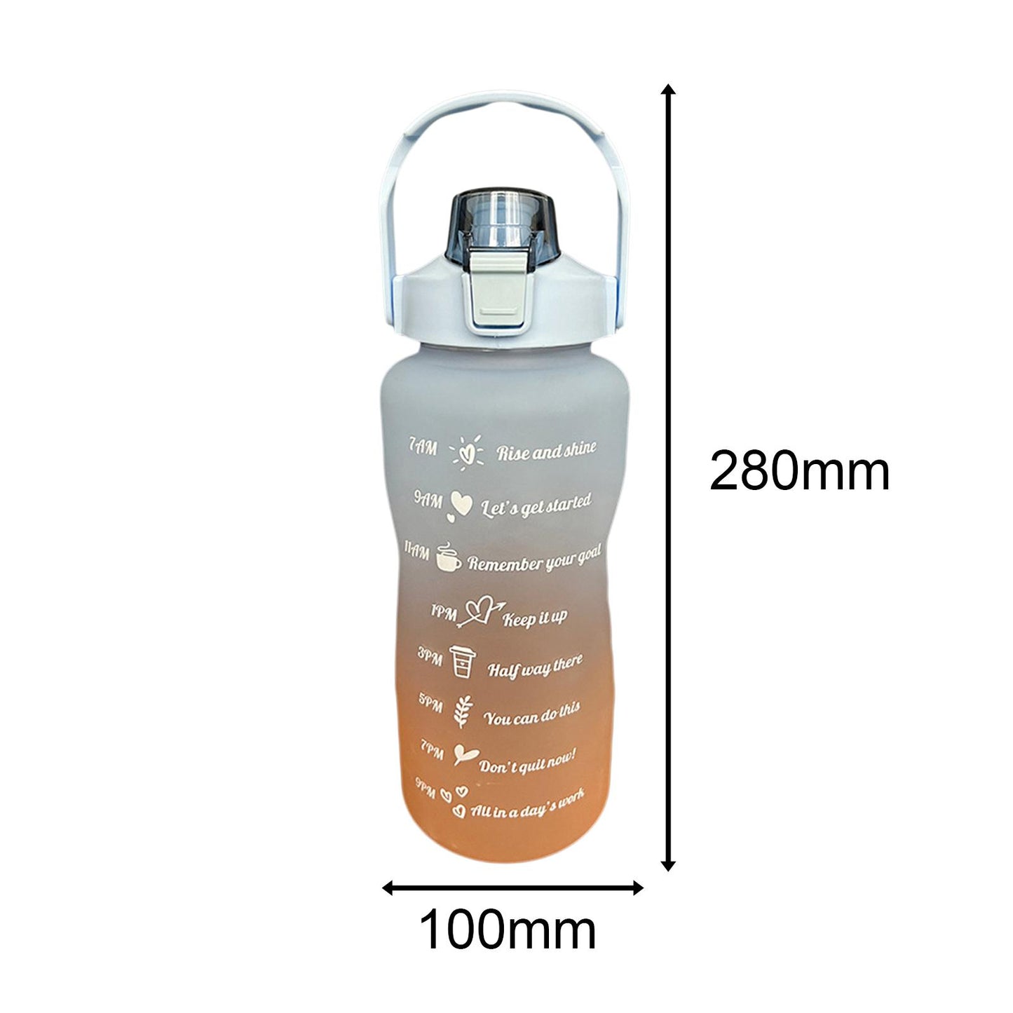 2L Sport Water Bottle Portable Large Capacity Drinking Cup with Straw Blue