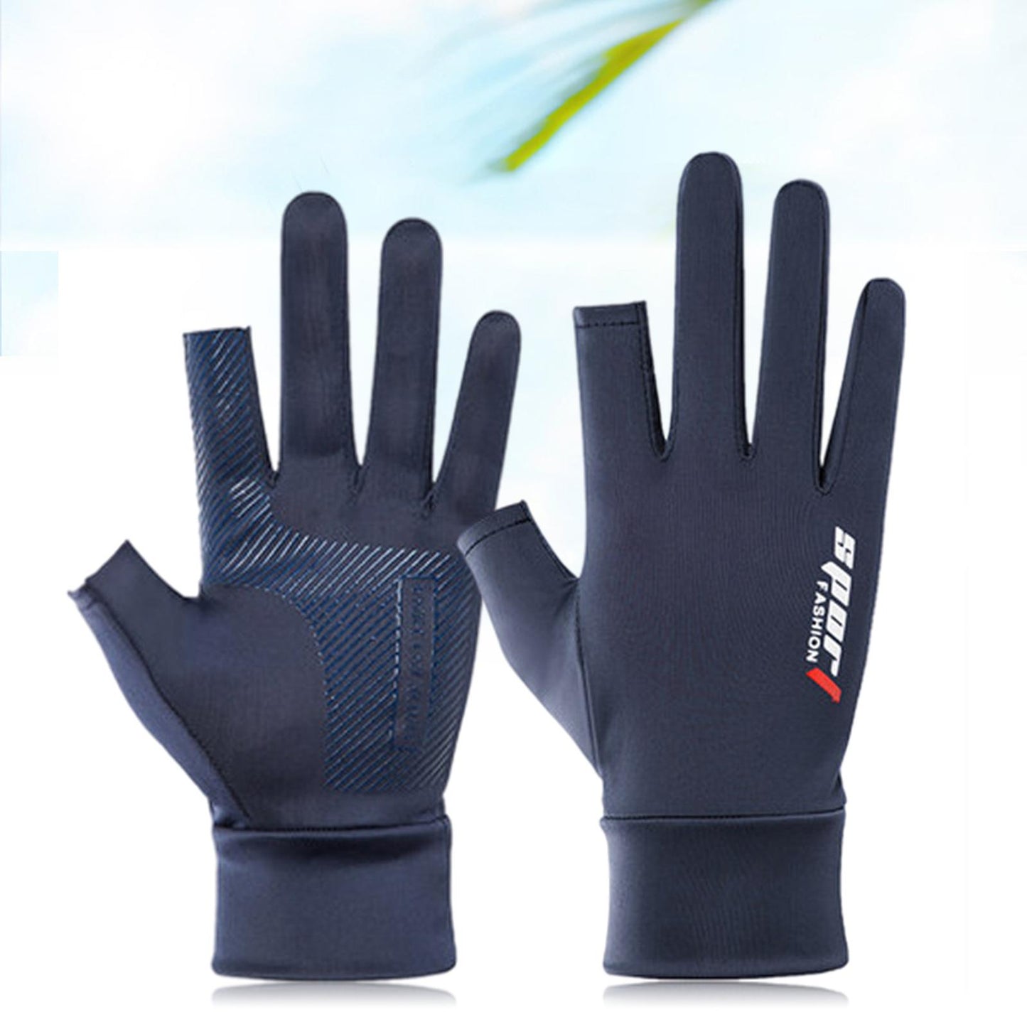 2Pcs Bike Gloves Cycling Gloves Sun Protection Outdoor Sport Canoeing Blue