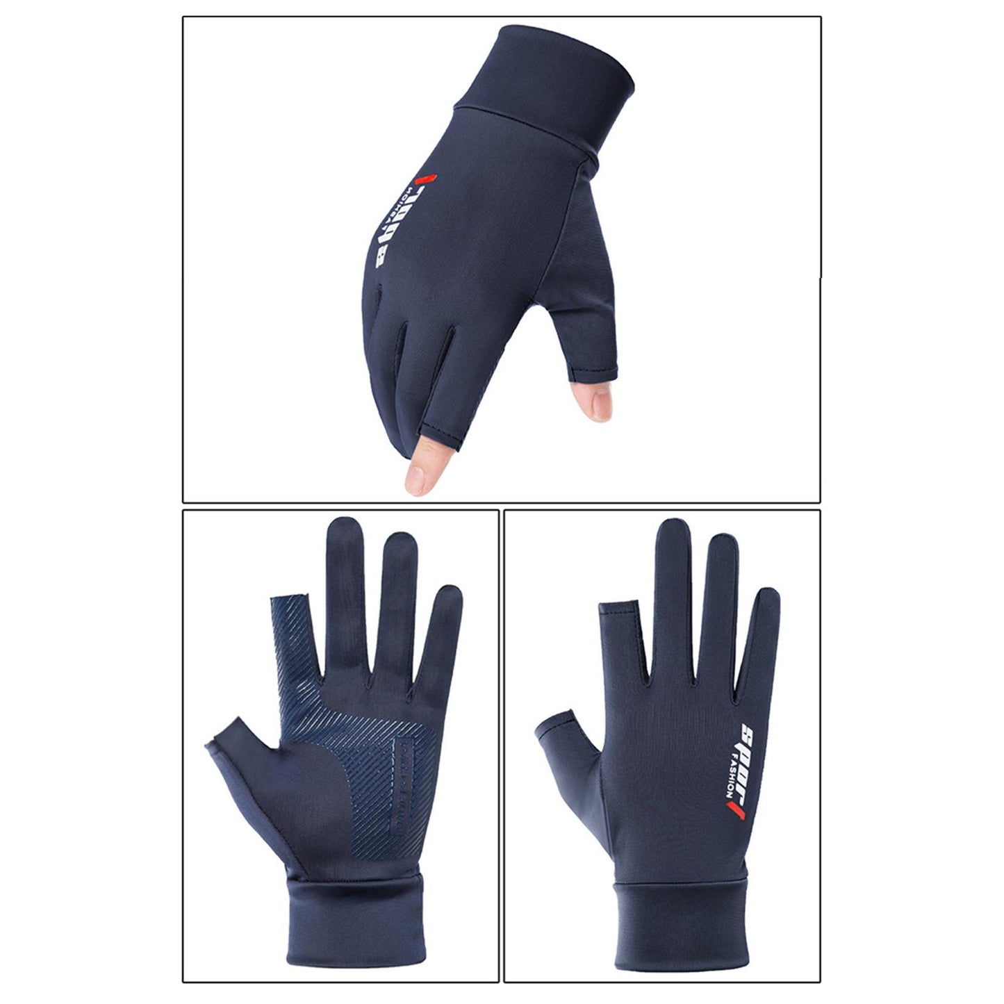 2Pcs Bike Gloves Cycling Gloves Sun Protection Outdoor Sport Canoeing Blue