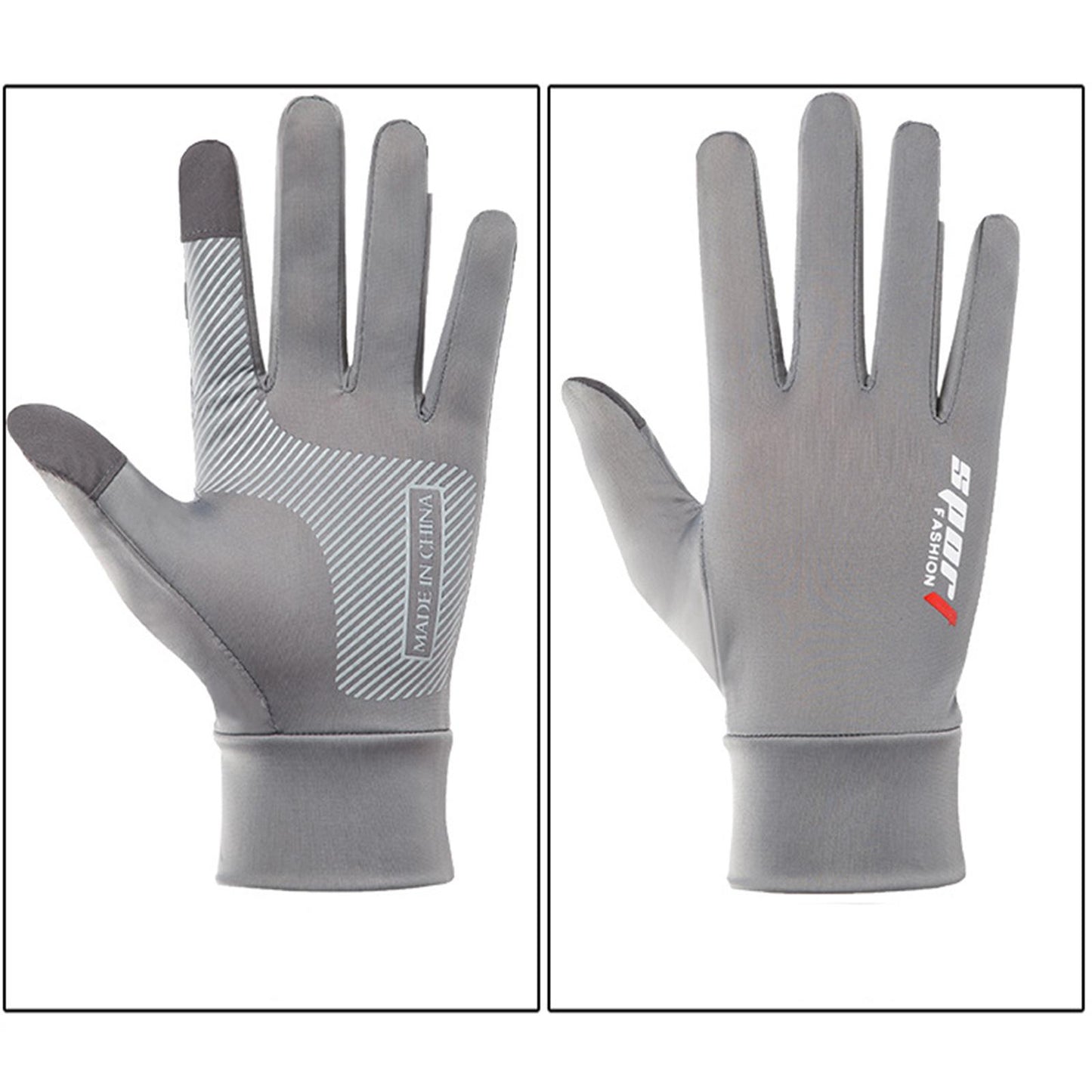 2Pcs Bike Gloves Cycling Gloves Sun Protection Outdoor Sport Canoeing Gray