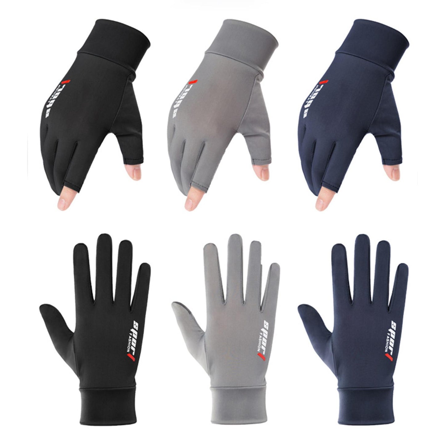 2Pcs Bike Gloves Cycling Gloves Sun Protection Outdoor Sport Canoeing Gray