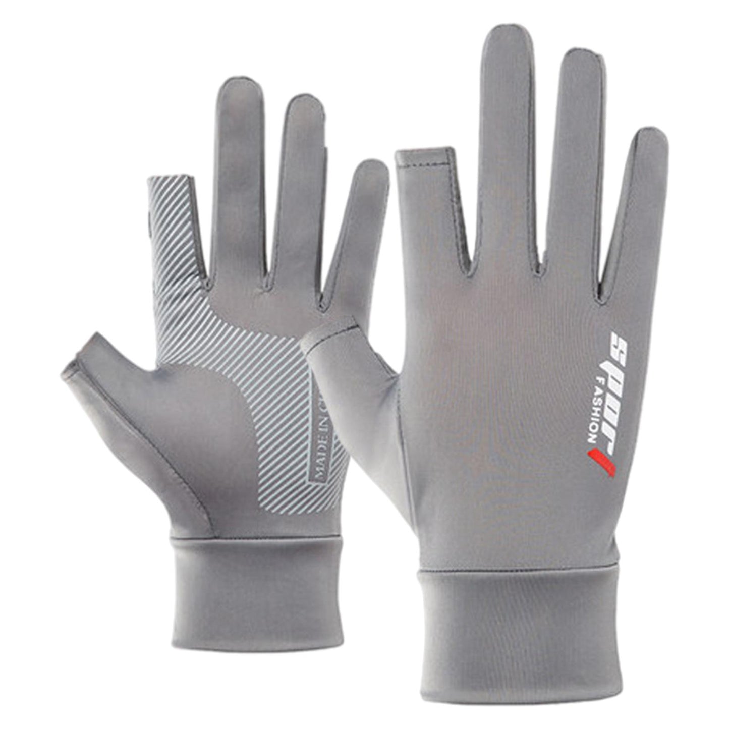 2Pcs Bike Gloves Cycling Gloves Sun Protection Outdoor Sport Canoeing Gray