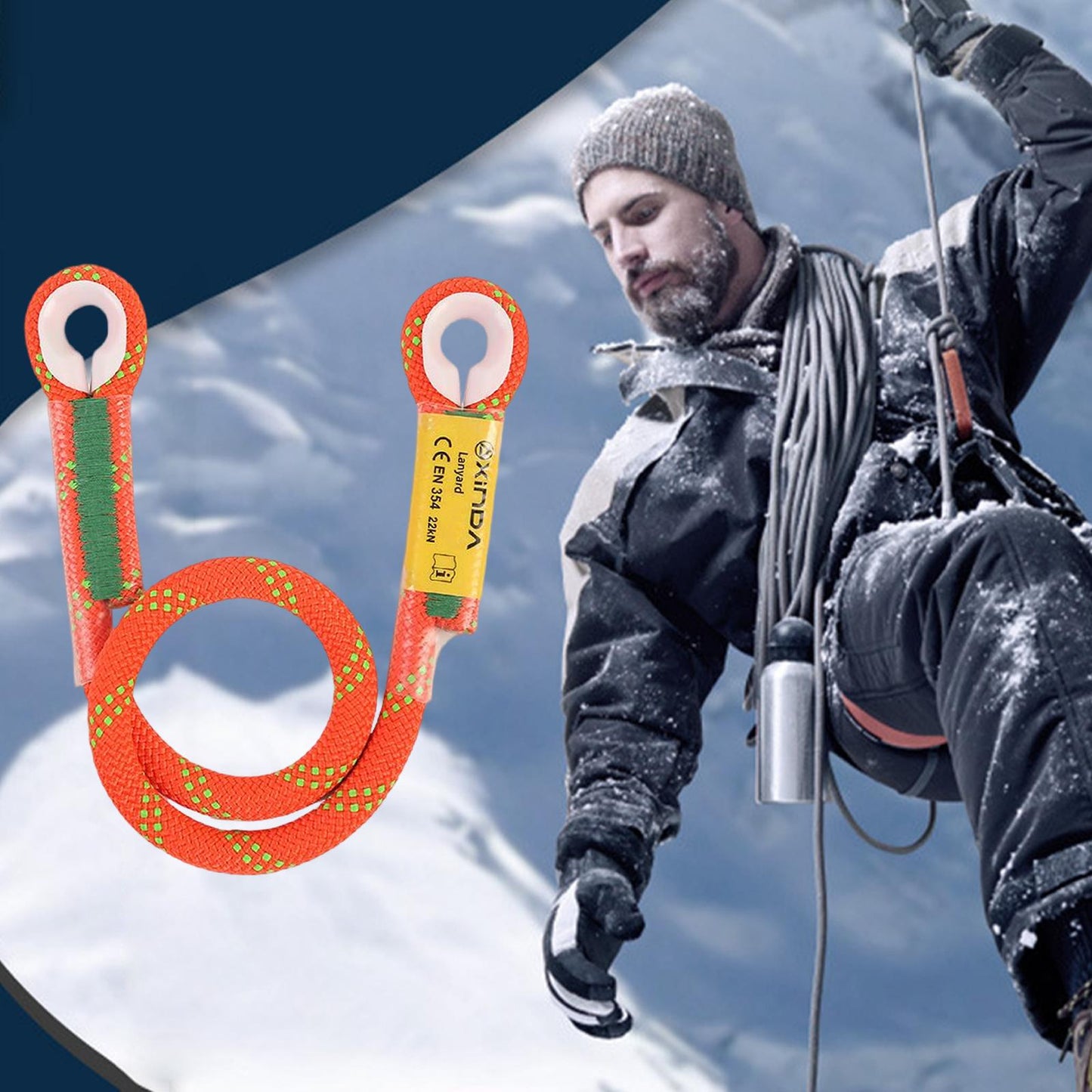 22kN Climbing Prusik Cord Soft Presewn Rope for Mountain Hiking Orange 60cm