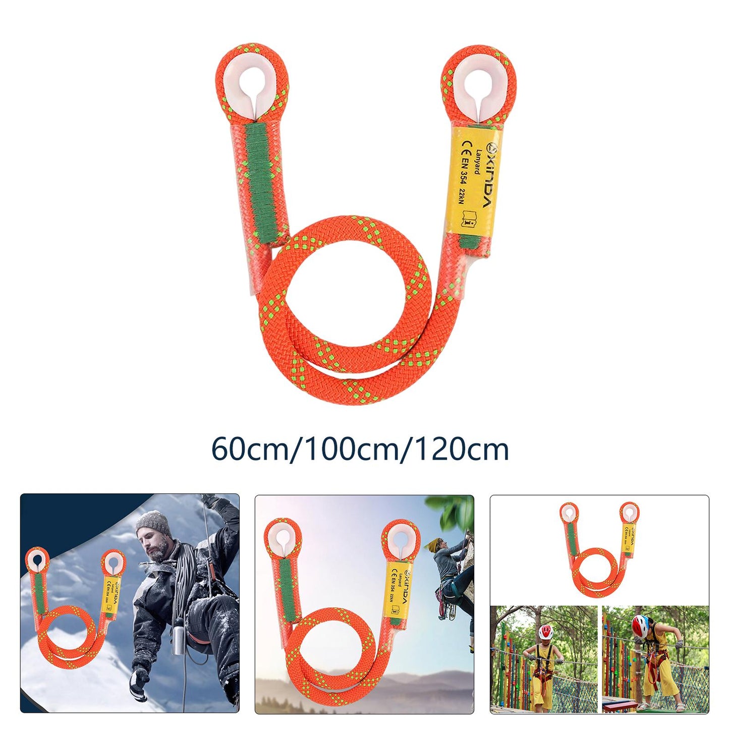 22kN Climbing Prusik Cord Soft Presewn Rope for Mountain Hiking Orange 60cm