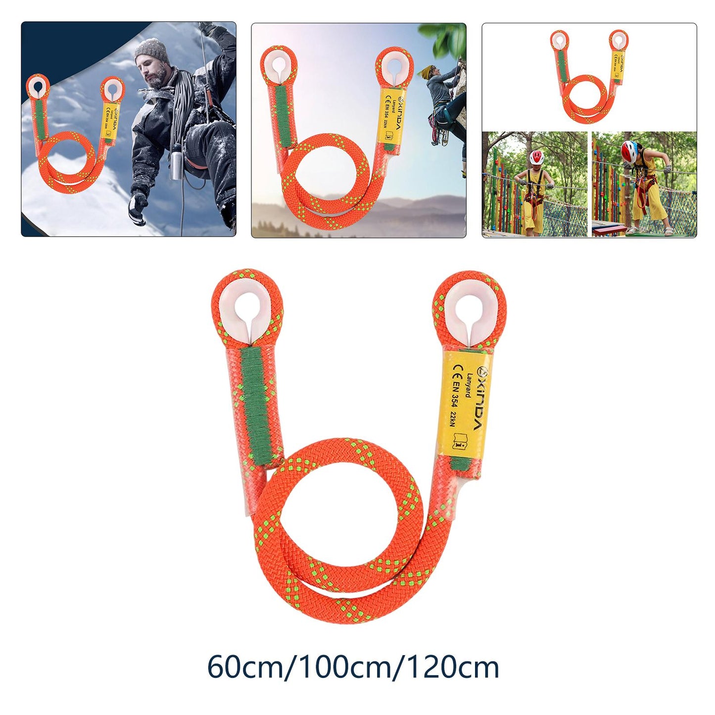 22kN Climbing Prusik Cord Soft Presewn Rope for Mountain Hiking Orange 60cm
