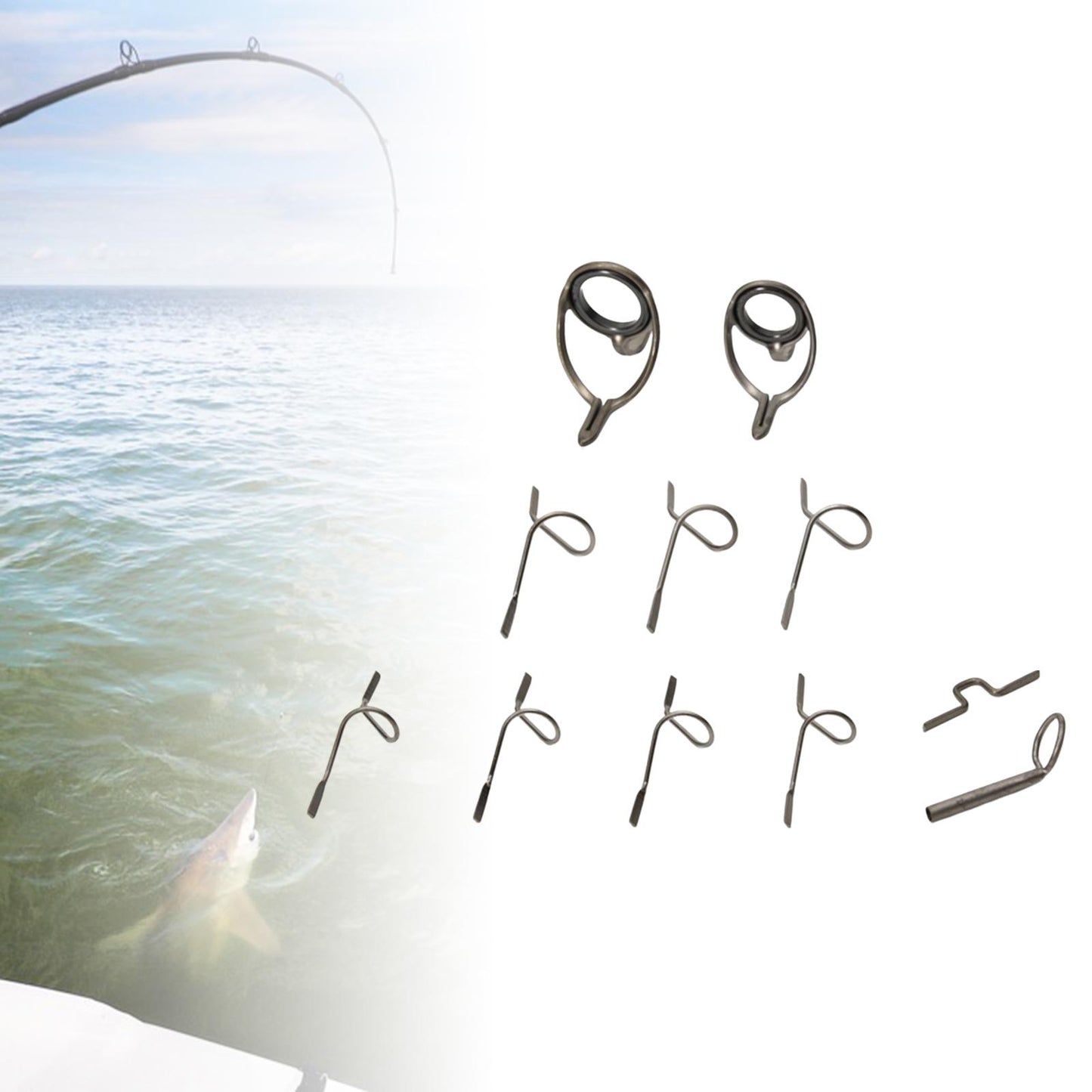 11x Stripper Snake Guides Tip-Top Kit 9ft 4WT to 11WT for Rod Building A