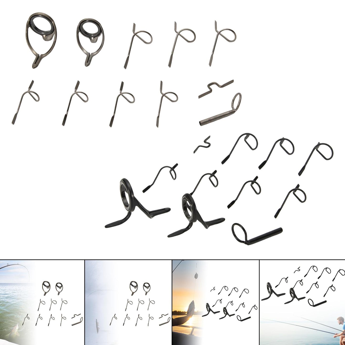 11x Stripper Snake Guides Tip-Top Kit 9ft 4WT to 11WT for Rod Building A