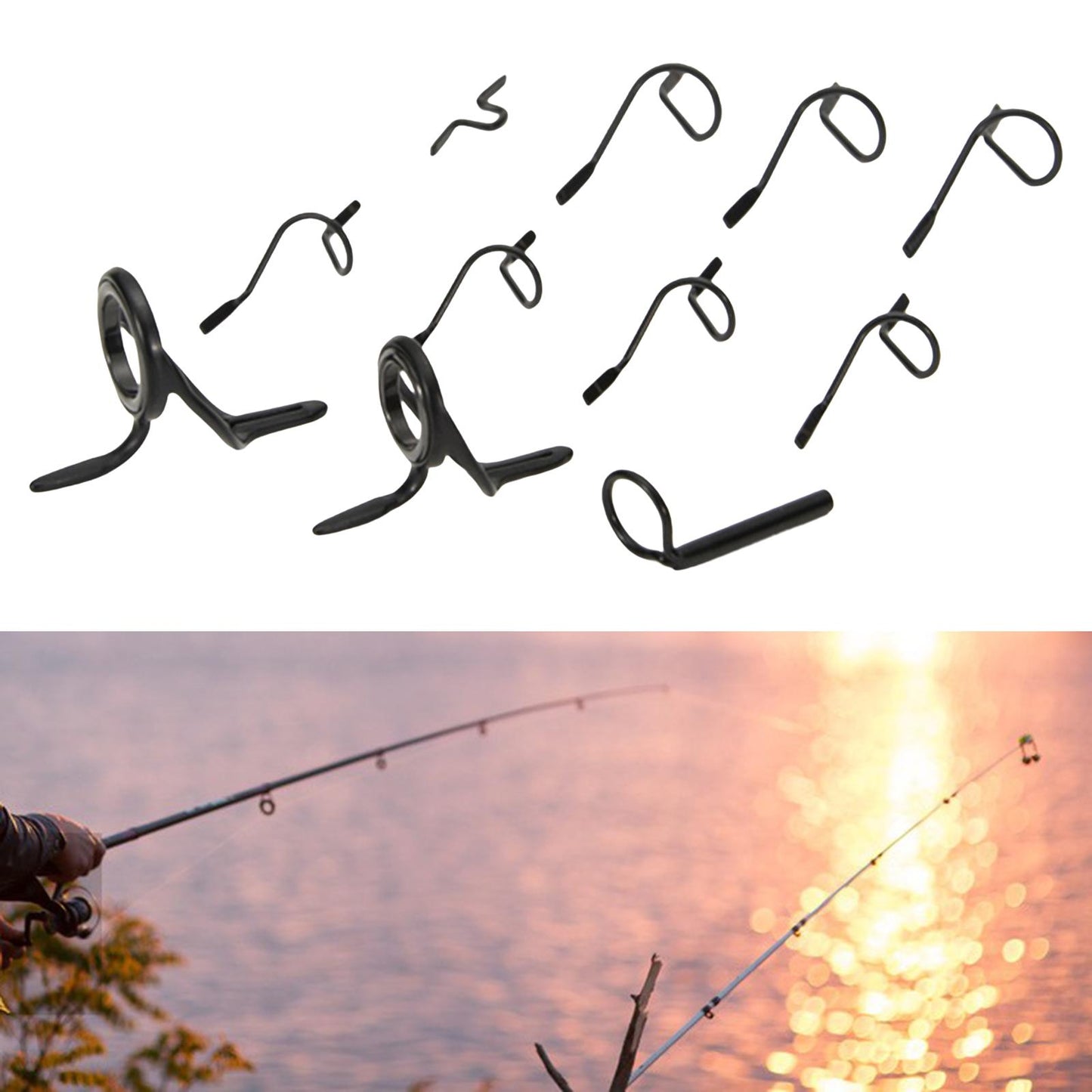 11x Stripper Snake Guides Tip-Top Kit 9ft 4WT to 11WT for Rod Building B