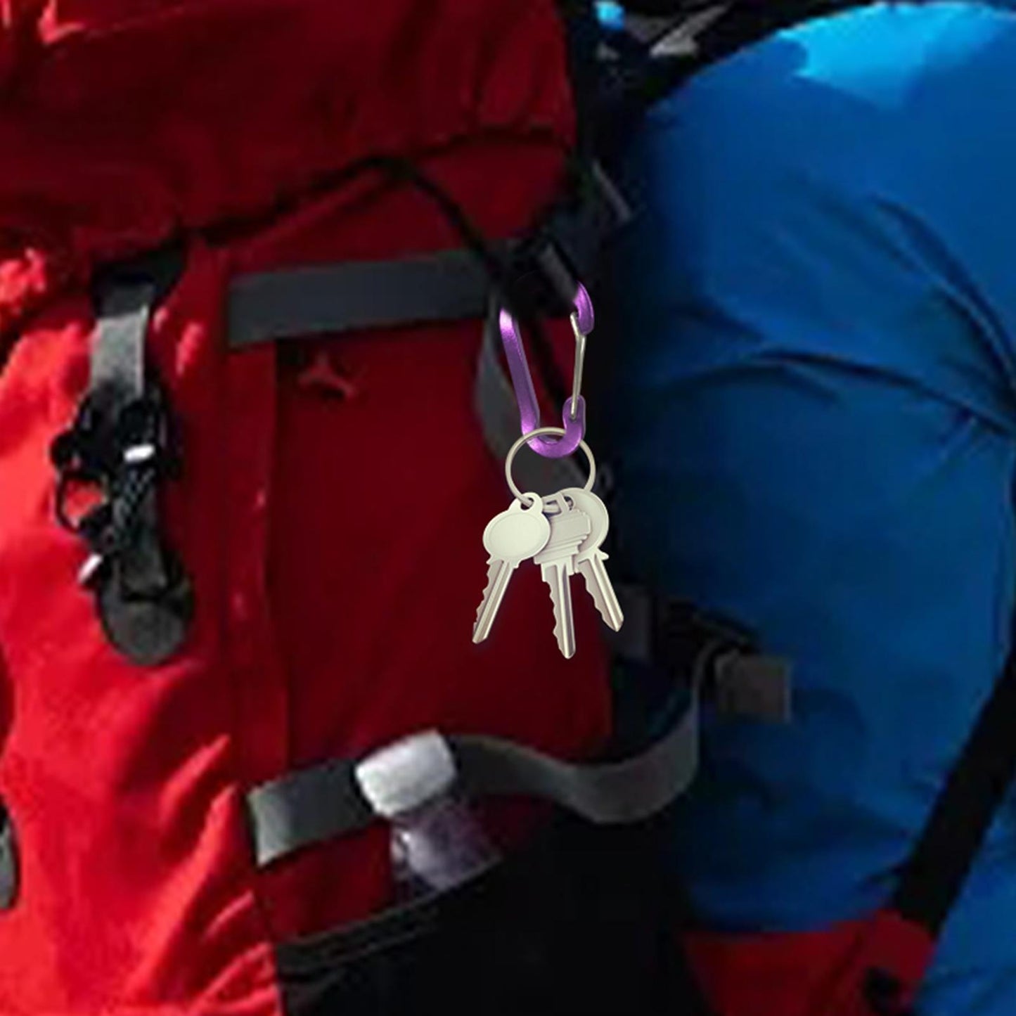 10x Carabiner Clip Snap Hook Keyring D Ring for Travel Camping blue